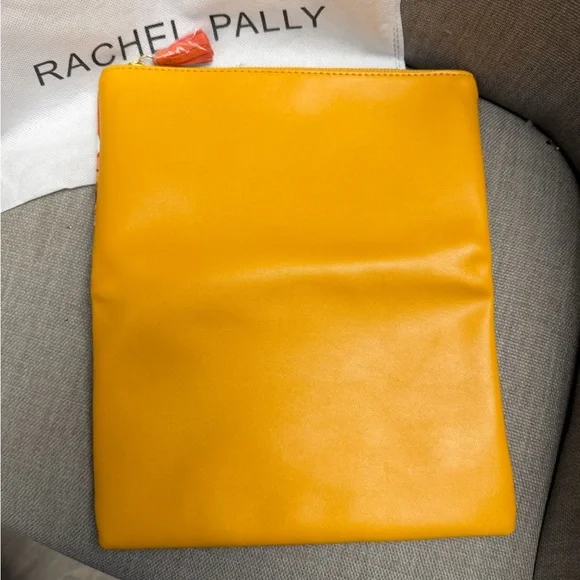 Rachel Pally Yellow Leather Zip Clutch with Orange Floral Trim - Picture 3 of 4